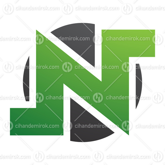 Green and Black Round Bold Letter N Icon