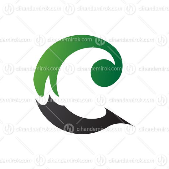 Green and Black Round Curly Letter C Icon