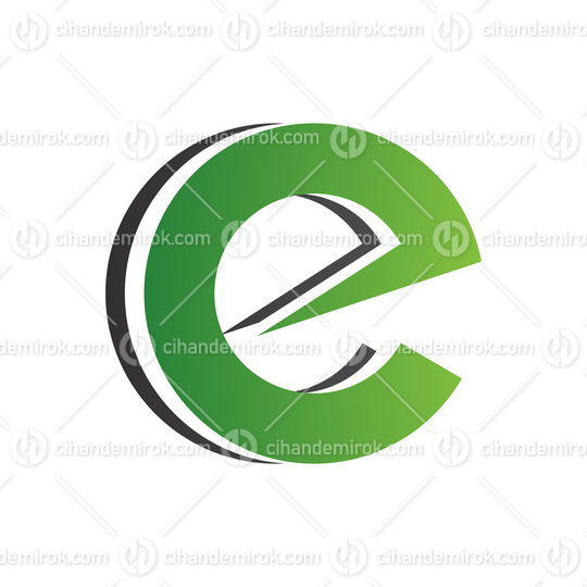 Green and Black Round Layered Lowercase Letter E Icon