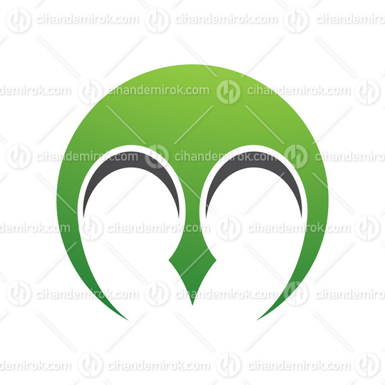 Green and Black Round Letter M Icon with Pointy Tips