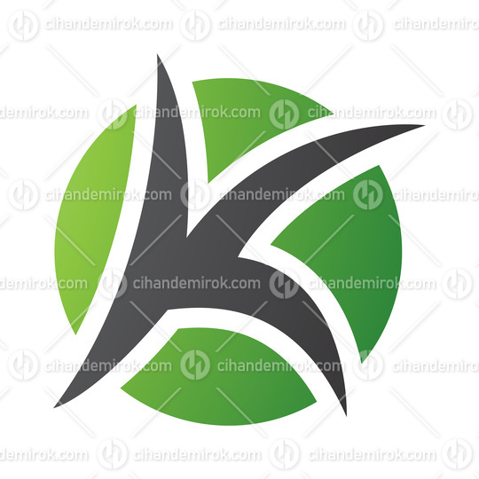 Green and Black Round Pointy Letter K Icon
