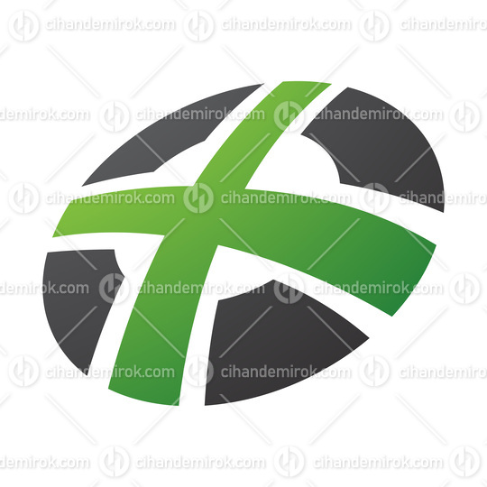 Green and Black Round Shaped Letter X Icon