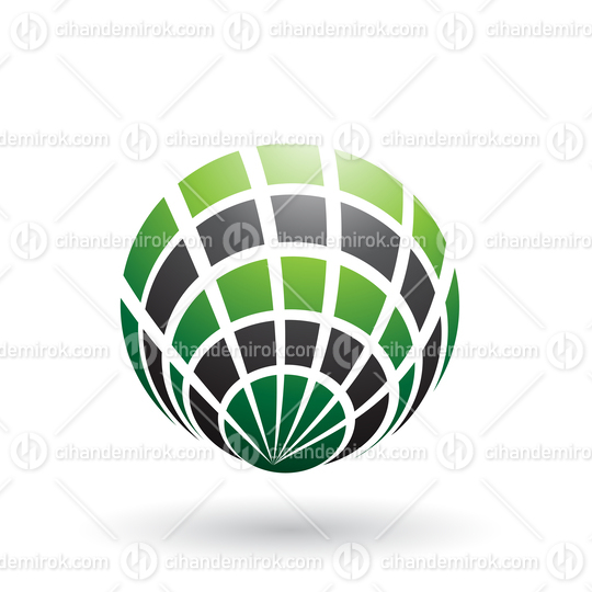 Green and Black Shell Like Round Icon Vector Illustration
