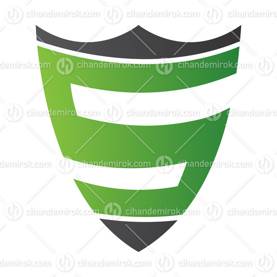 Green and Black Shield Shaped Letter S Icon