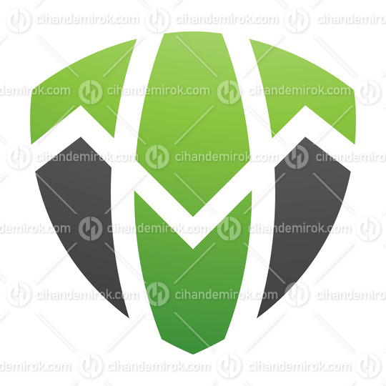 Green and Black Shield Shaped Letter T Icon