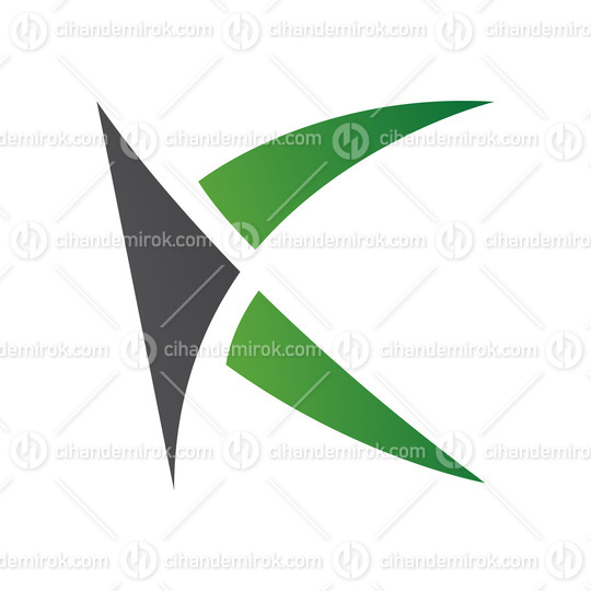 Green and Black Spiky Letter K Icon