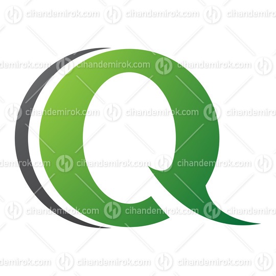 Green and Black Spiky Round Shaped Letter Q Icon