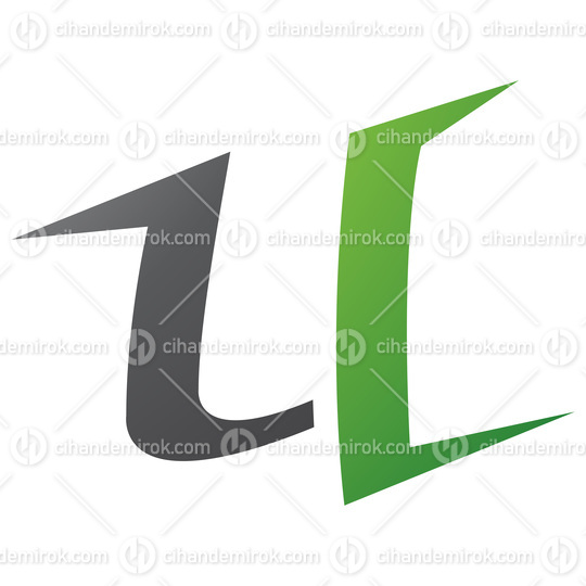 Green and Black Spiky Shaped Letter U Icon