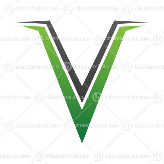 Green and Black Spiky Shaped Letter V Icon