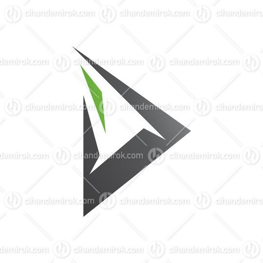 Green and Black Spiky Triangular Letter D Icon