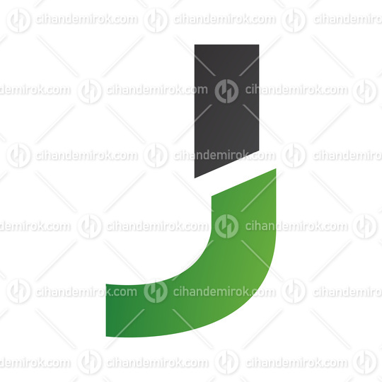 Green and Black Split Shaped Letter J Icon