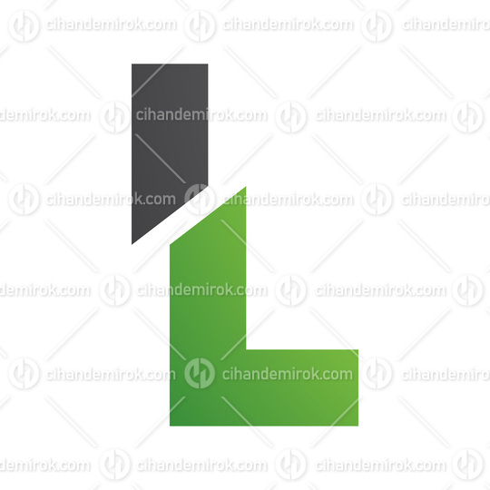 Green and Black Split Shaped Letter L Icon