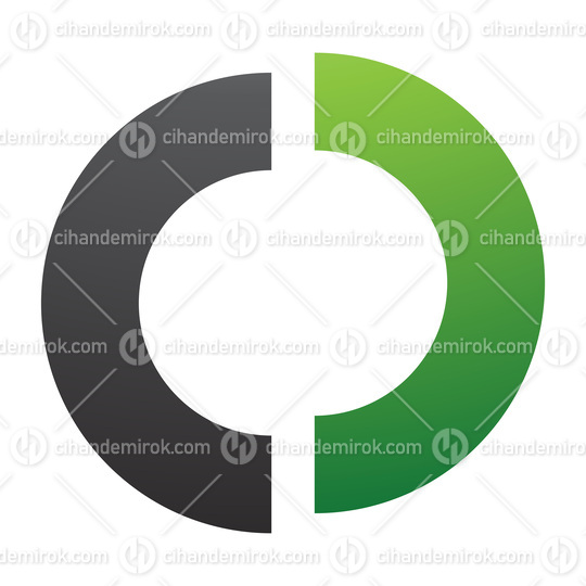 Green and Black Split Shaped Letter O Icon