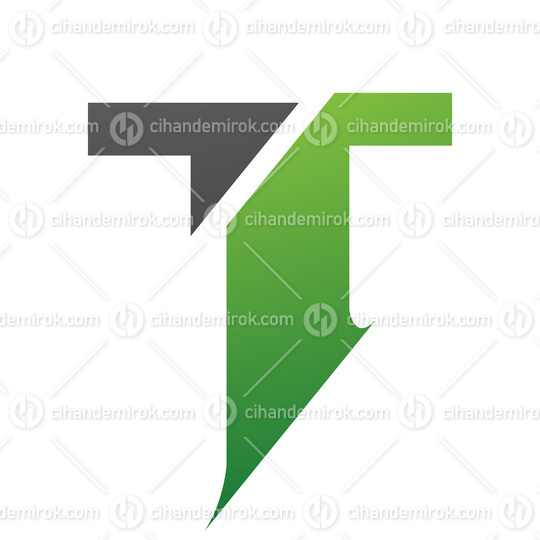 Green and Black Split Shaped Letter T Icon