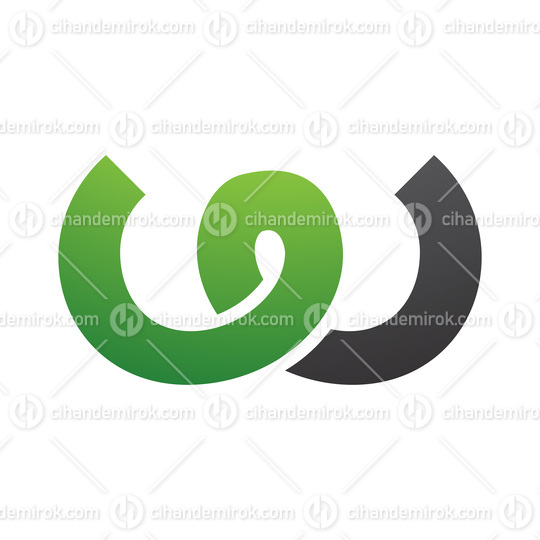 Green and Black Spring Shaped Letter W Icon