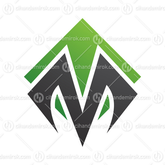 Green and Black Square Diamond Shaped Letter M Icon