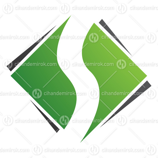 Green and Black Square Diamond Shaped Letter S Icon