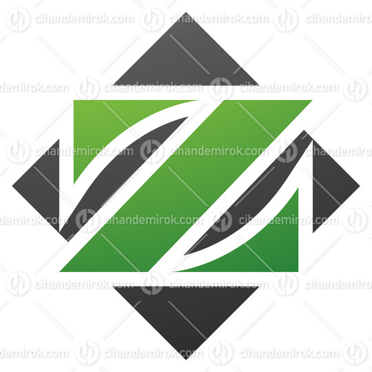 Green and Black Square Diamond Shaped Letter Z Icon
