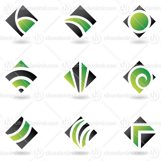 Green and Black Square Diamonds with Stripes