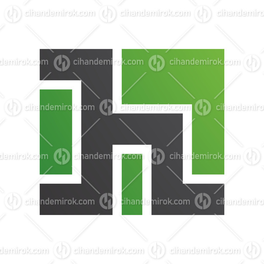 Green and Black Square Shaped Letter H Icon