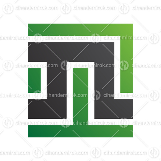 Green and Black Square Shaped Letter N Icon