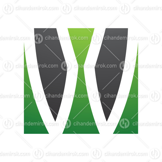 Green and Black Square Shaped Letter W Icon