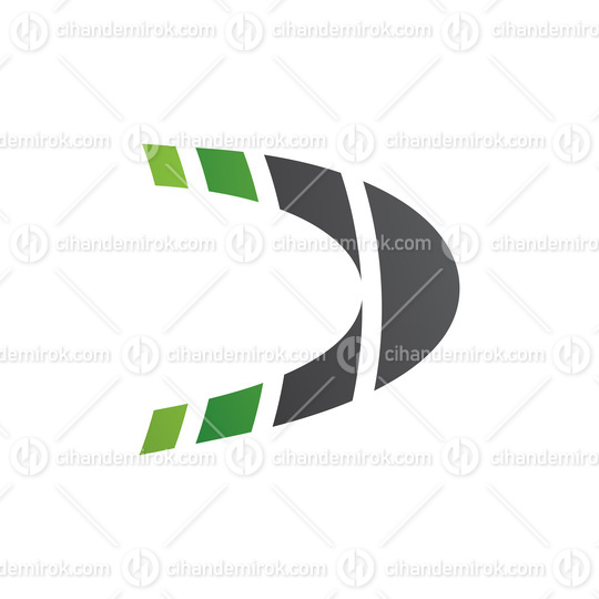 Green and Black Striped Letter D Icon