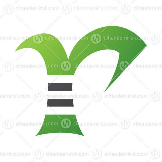 Green and Black Striped Letter R Icon