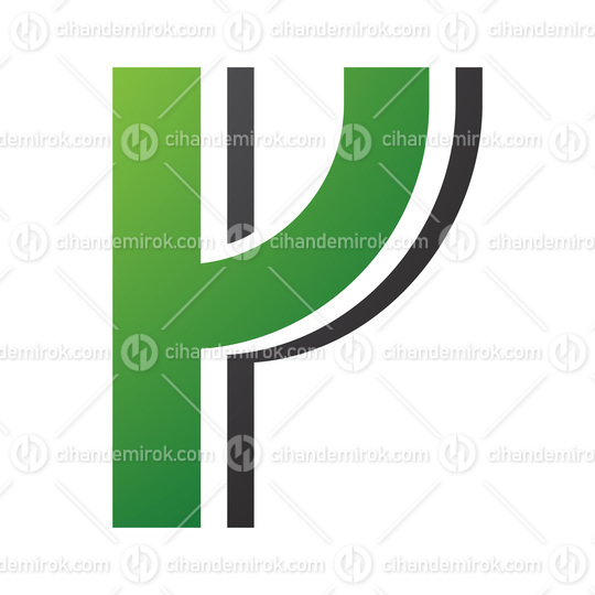 Green and Black Striped Shaped Letter Y Icon