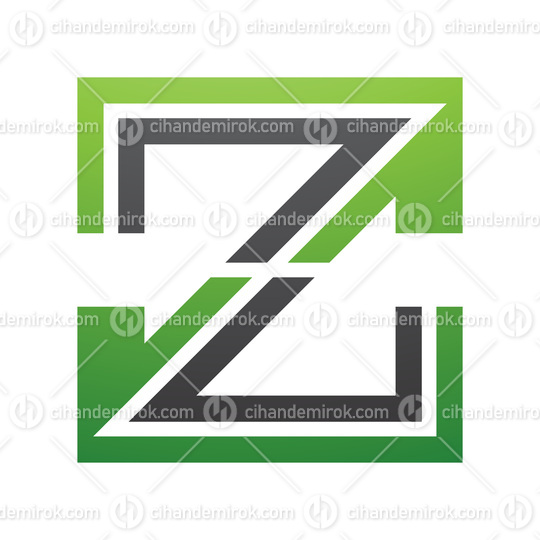 Green and Black Striped Shaped Letter Z Icon