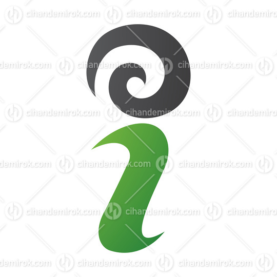 Green and Black Swirly Letter I Icon