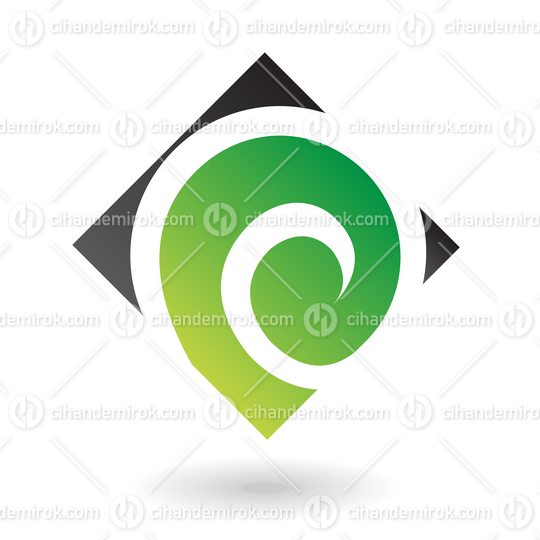 Green and Black Swirly Square Logo Icon