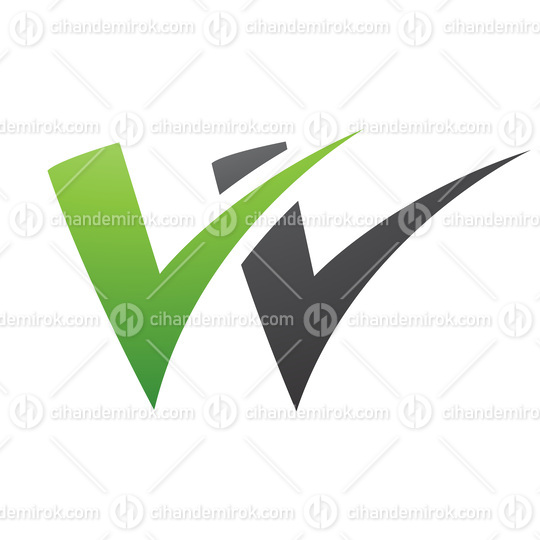 Green and Black Tick Shaped Letter W Icon