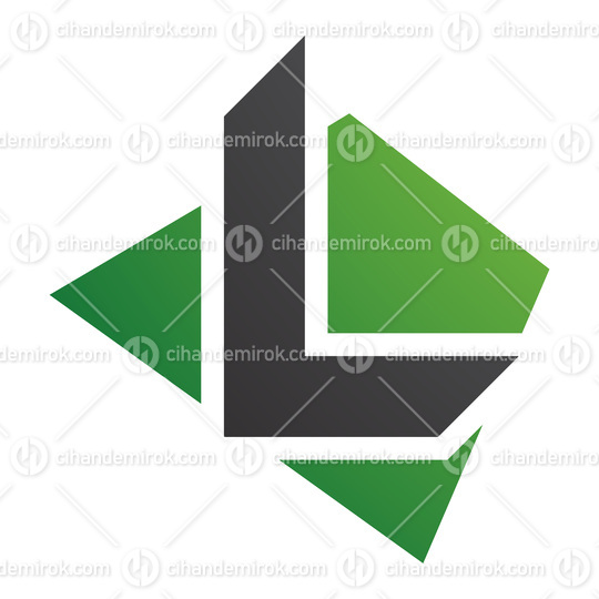 Green and Black Trapezium Shaped Letter L Icon
