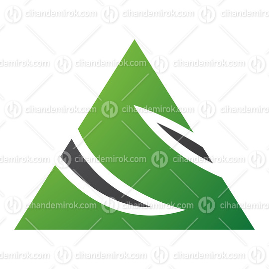Green and Black Triangle Shaped Letter S Icon