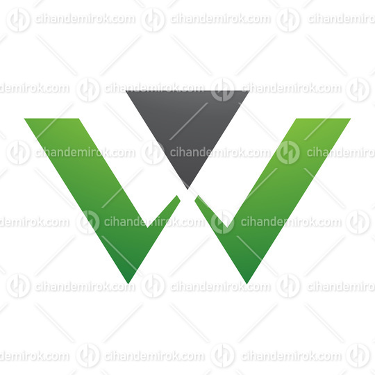 Green and Black Triangle Shaped Letter W Icon