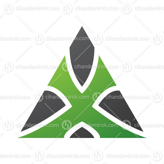 Green and Black Triangle Shaped Letter X Icon