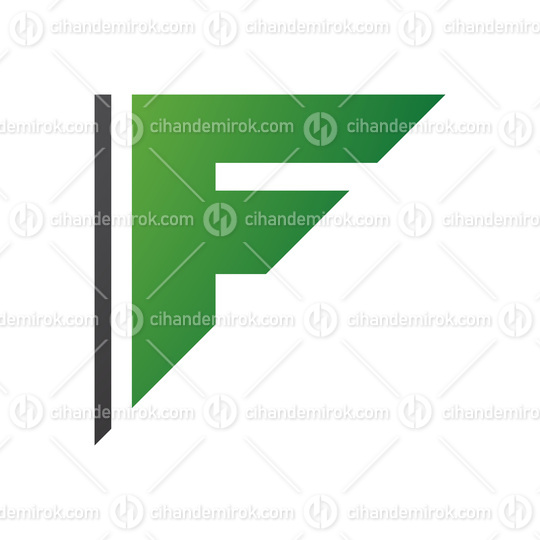 Green and Black Triangular Letter F Icon