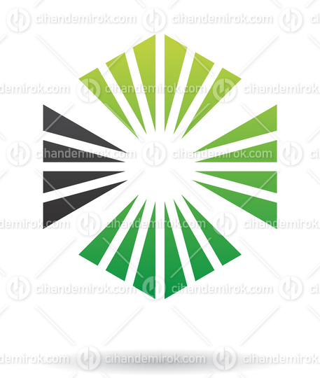 Green and Black Triangular Shapes Forming a Hexagon Abstract Logo Icon