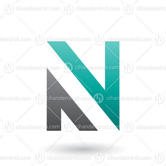 Green and Black V Shaped Icon for Letter N Vector Illustration