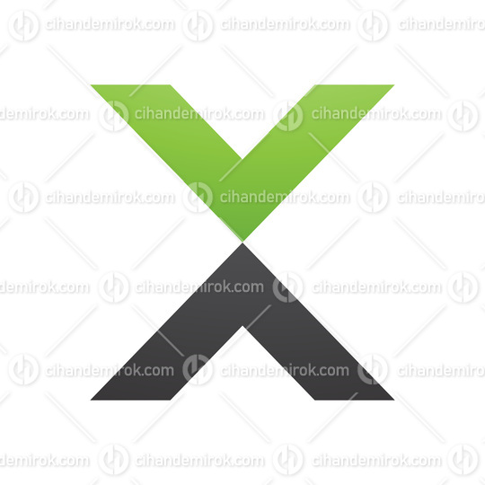 Green and Black V Shaped Letter X Icon