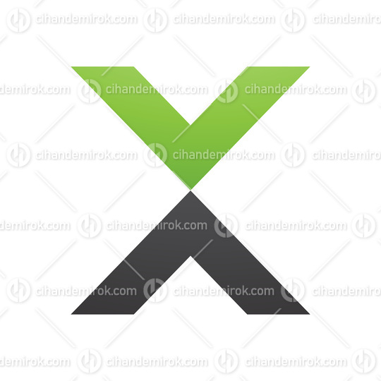 Green and Black V Shaped Letter X Icon