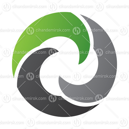 Green and Black Wave Shaped Letter O Icon