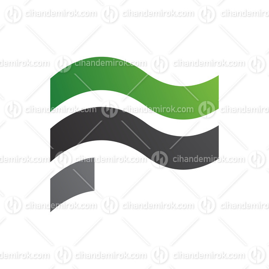 Green and Black Wavy Flag Shaped Letter F Icon