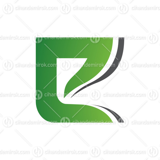 Green and Black Wavy Layered Letter E Icon