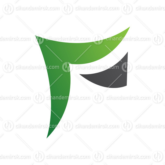 Green and Black Wavy Paper Shaped Letter F Icon