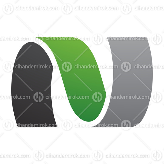 Green and Black Wavy Shaped Letter N Icon