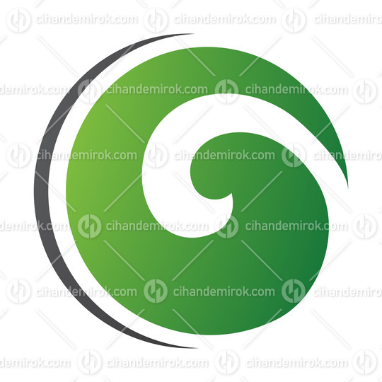 Green and Black Whirl Shaped Letter O Icon