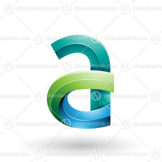 Green and Blue 3d Bold Curvy Letter A Vector Illustration