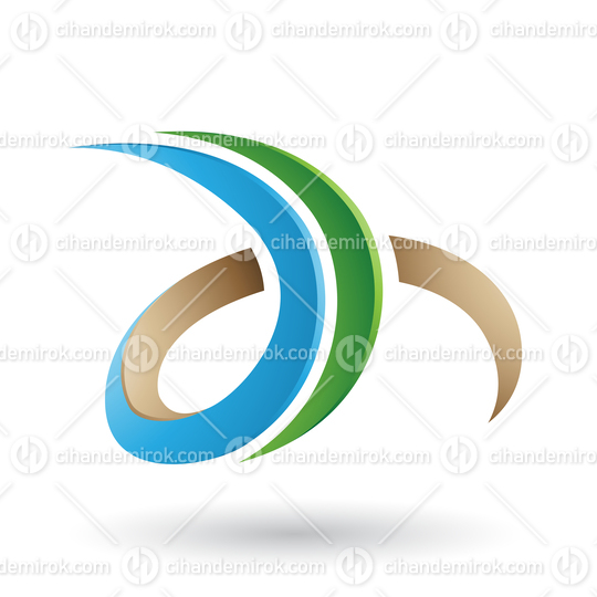 Green and Blue 3d Curly Letter D and H Vector Illustration